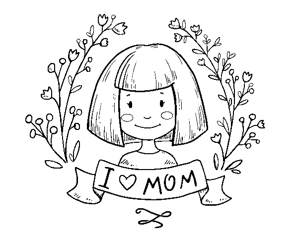 Desenho de I love mom para Colorir