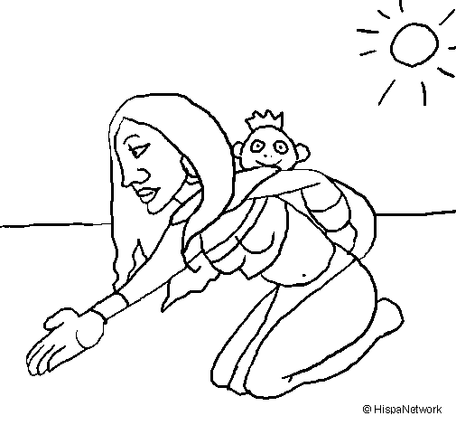 Desenho de Mãe e filho Itzianos para Colorir