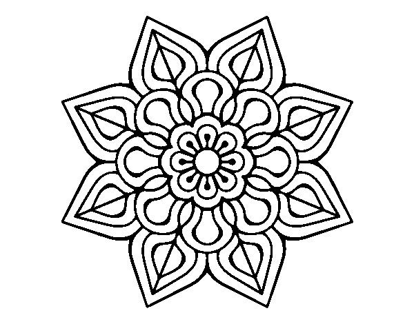 Desenho de Mandala de flor simples para Colorir