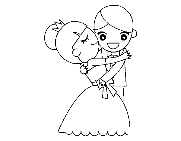 Desenho de Marido e mulher dançando para Colorir