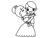 Desenho de Marido e mulher dançando para colorear