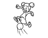 Desenho de Menina a jogar futebol para colorear