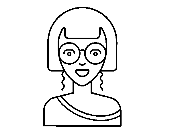 Desenho de Menina com óculos redondos para Colorir