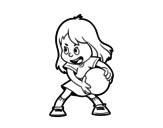 Desenho de Menina com uma bola para colorear