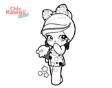 Desenho de Menina kawaii com sorvete para colorear