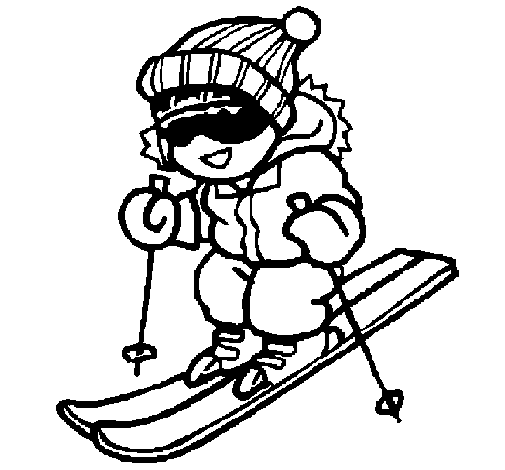 Desenho de Menino a esquiar para Colorir