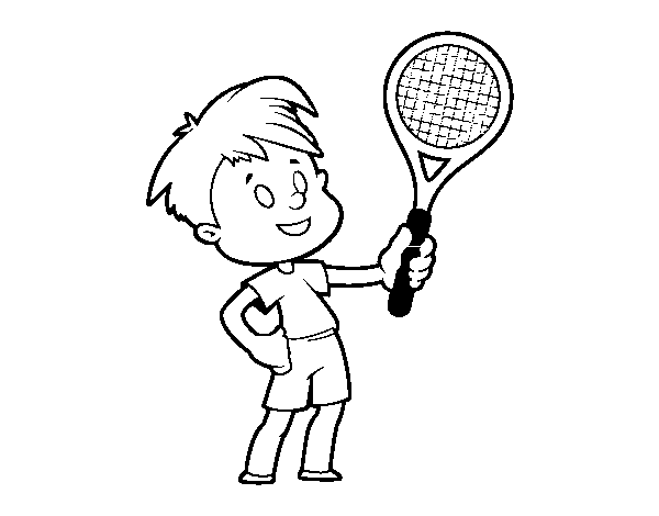 Desenho de Menino com raquete para Colorir