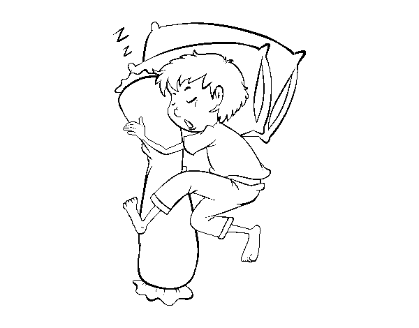 Desenho de Menino de urso a dormir para Colorir