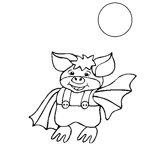 Desenho de Morcego com calças para Colorir