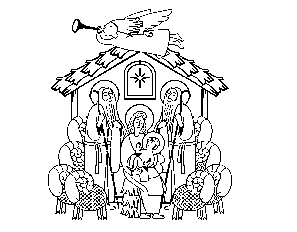 Desenho de Nascimento de Jesus para Colorir
