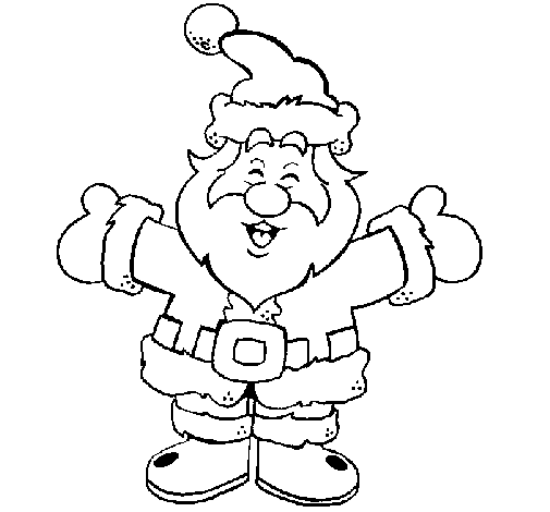 Desenho de Pai Natal feliz para Colorir