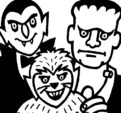 Desenho de Personagens Halloween para Colorir