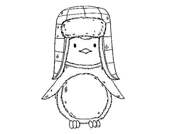 Desenho de Pinguim com chapéu para Colorir