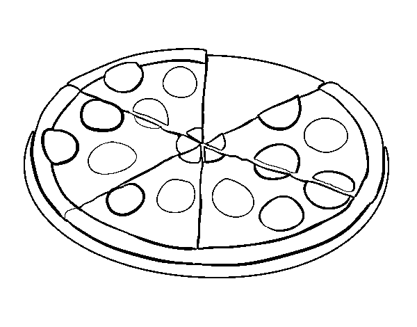Desenho de Pizza de pepperoni para Colorir