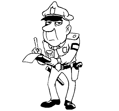 Desenho de Polícia a passar multas para Colorir