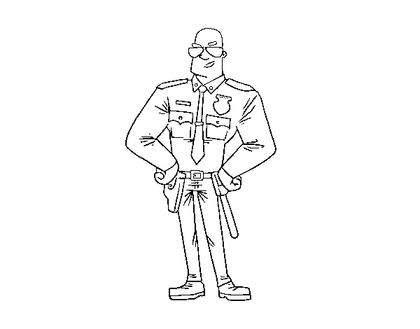 Desenho de Policial durão para Colorir