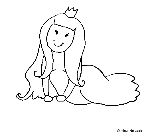 Desenho de Princesa contente para Colorir