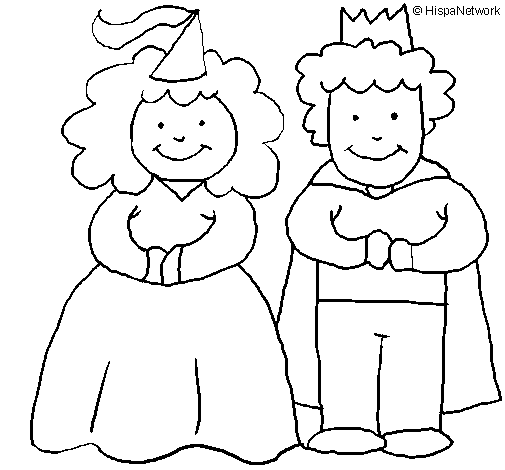 Desenho de Princesa e rei para Colorir