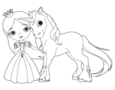 Desenho de Princesa e unicórnio para colorear