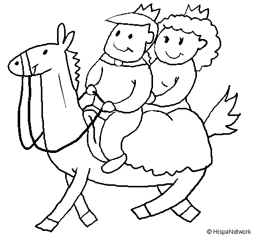 Desenho de Príncipes a cavalo para Colorir