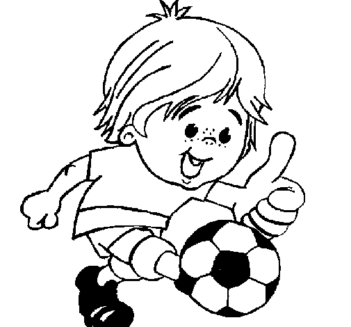 Desenho de Rapaz a jogar futebol para Colorir