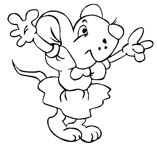 Desenho de Rata com vestido para Colorir