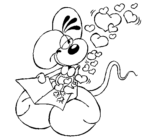 Desenho de Rato apaixonado para Colorir