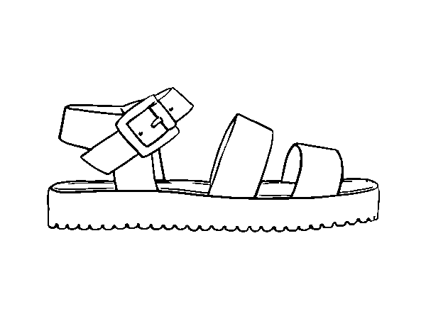 Desenho de Sandália plana com plataforma para Colorir