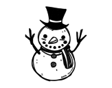 Desenho de Um boneco de neve com chapéu para colorear