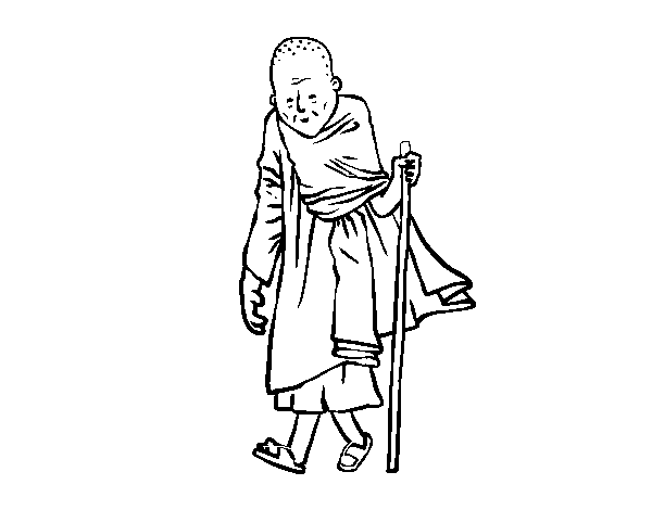 Desenho de Um monge budista para Colorir