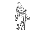 Desenho de Um monge budista para colorear