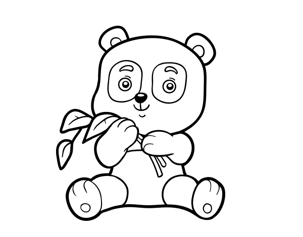 Página para colorir de urso panda fofo com fundo de selva · Creative Fabrica