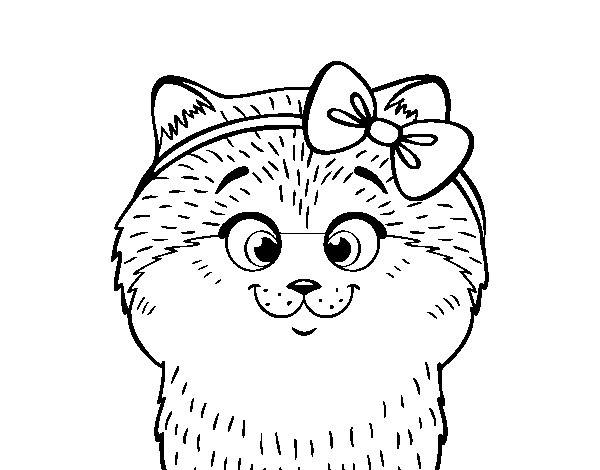 Desenho de Uma gatinha com laço para Colorir