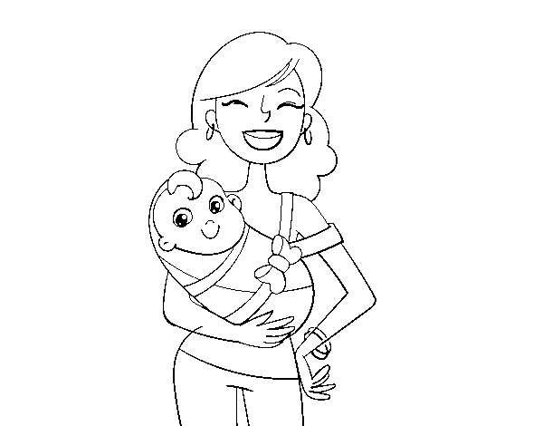 Desenho de Uma mãe orgulhosa para Colorir