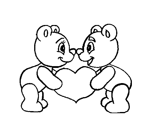 Desenho de Ursos apaixonados para Colorir
