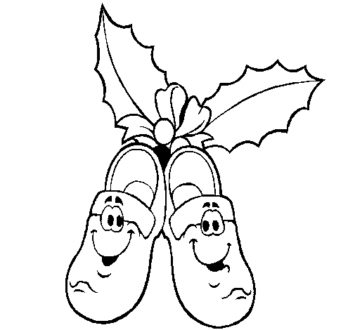 Desenho de Zapatos de navidad para Colorir